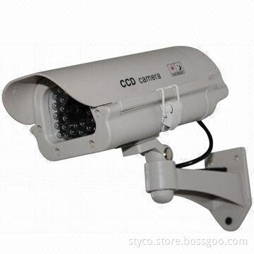 Dummy CCTV Camera with Blinking Red LED, Built-in Solar Panel Power to Rechargeable Battery